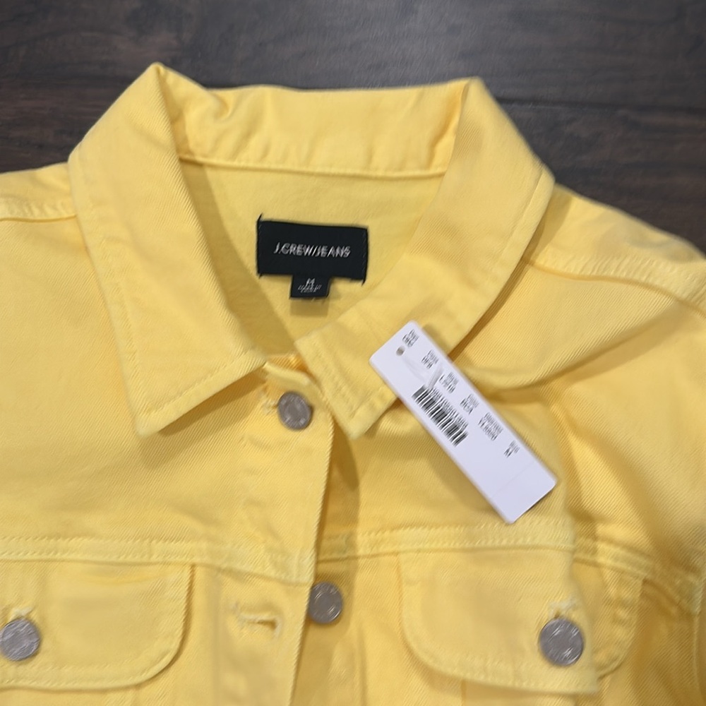 NWT JCrew Bright Yellow Denim Jacket Sz M - Picture 4 of 8